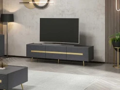 Modisches TV-Element Woody - Anthrazit Gold