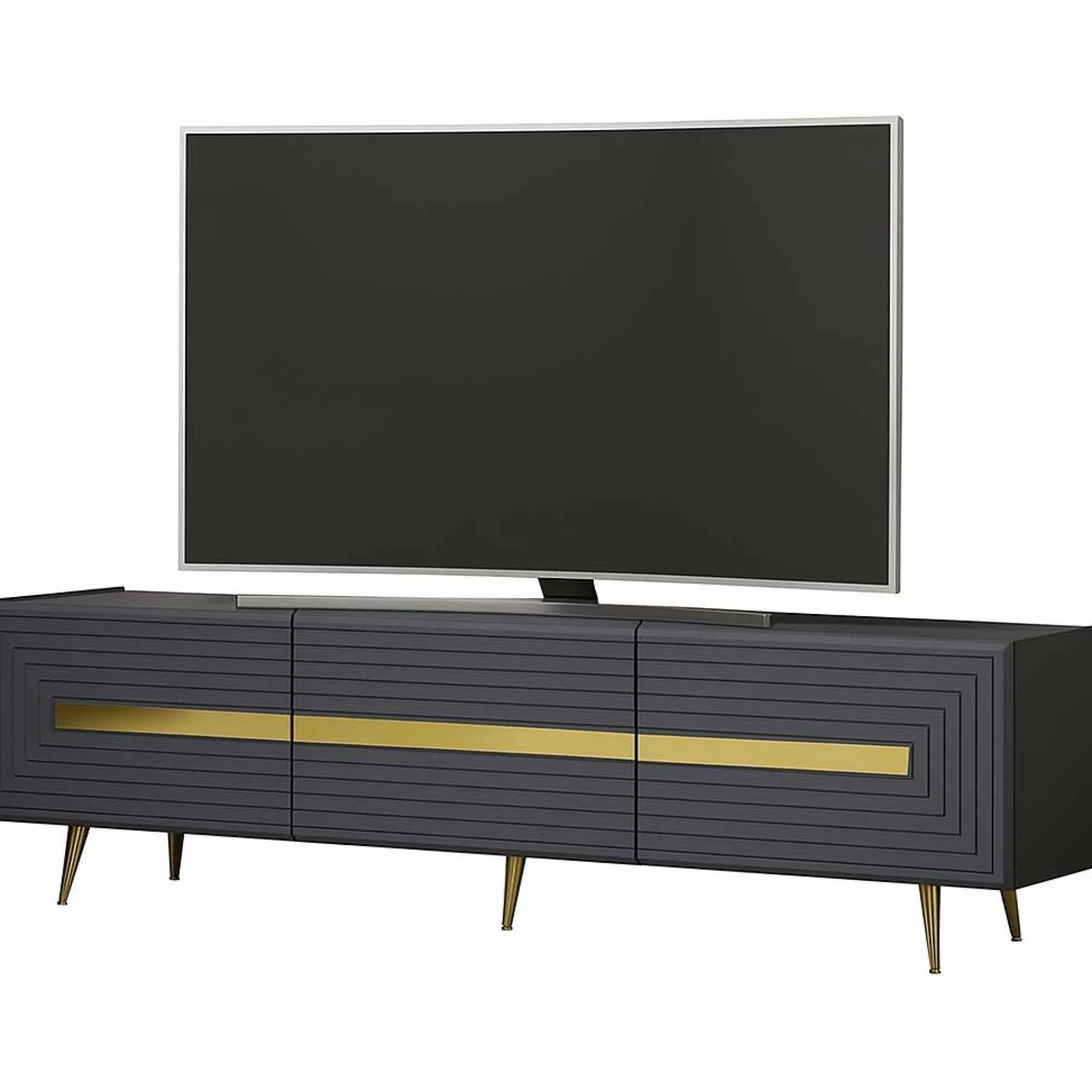 Modisches TV-Element Woody - Anthrazit Gold
