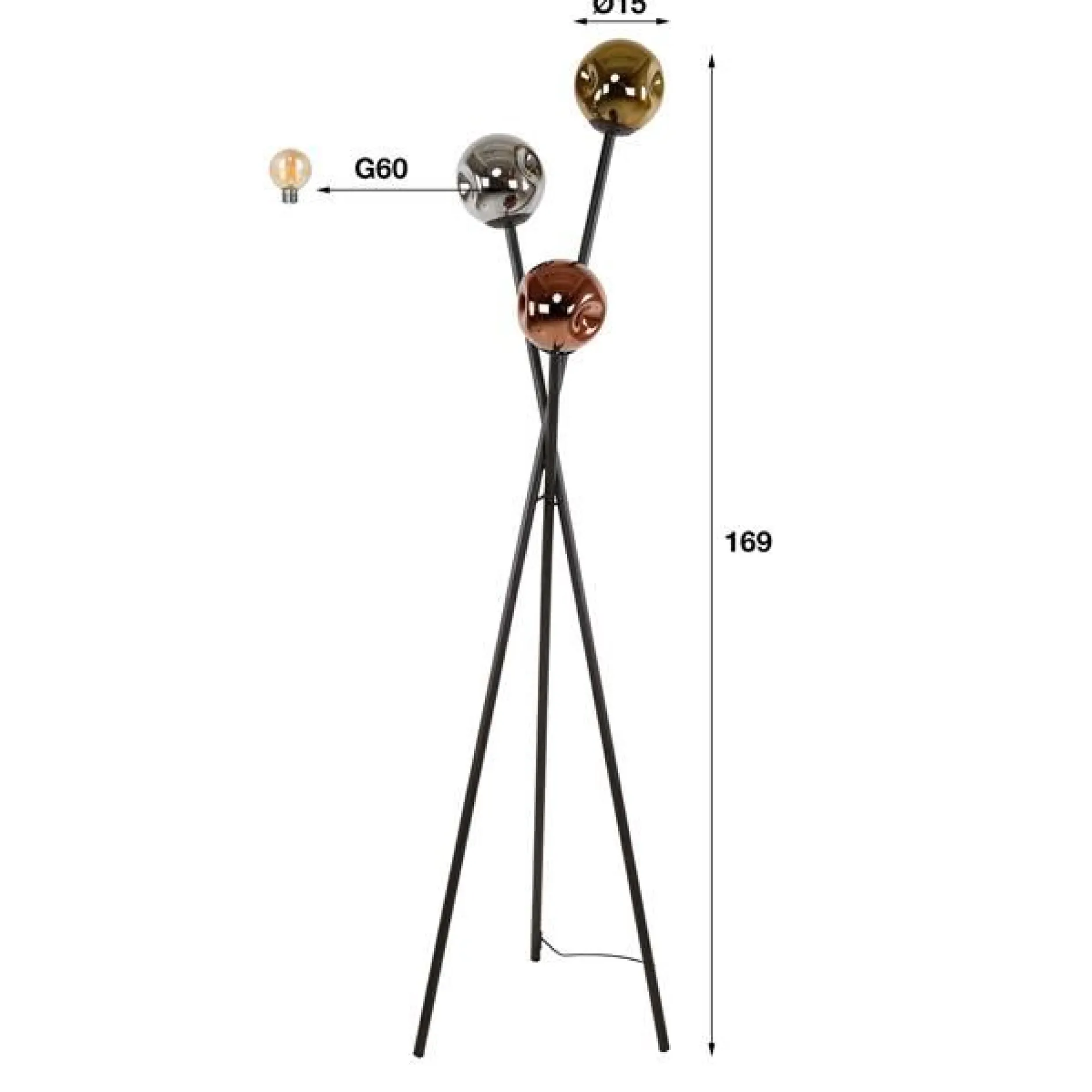 MollieStehlampe -chrom/gold/kupfer