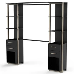 Mono Offener Kleiderschrank - 210x42x204cm - schwarz/Eiche Dekor
