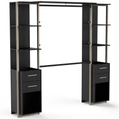 Mono Offener Kleiderschrank - 210x42x204cm - schwarz/Eiche Dekor