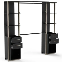 Mono Offener Kleiderschrank - 210x42x204cm - schwarz/Eiche Dekor