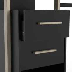 Mono Offener Kleiderschrank - 210x42x204cm - schwarz/Eiche Dekor
