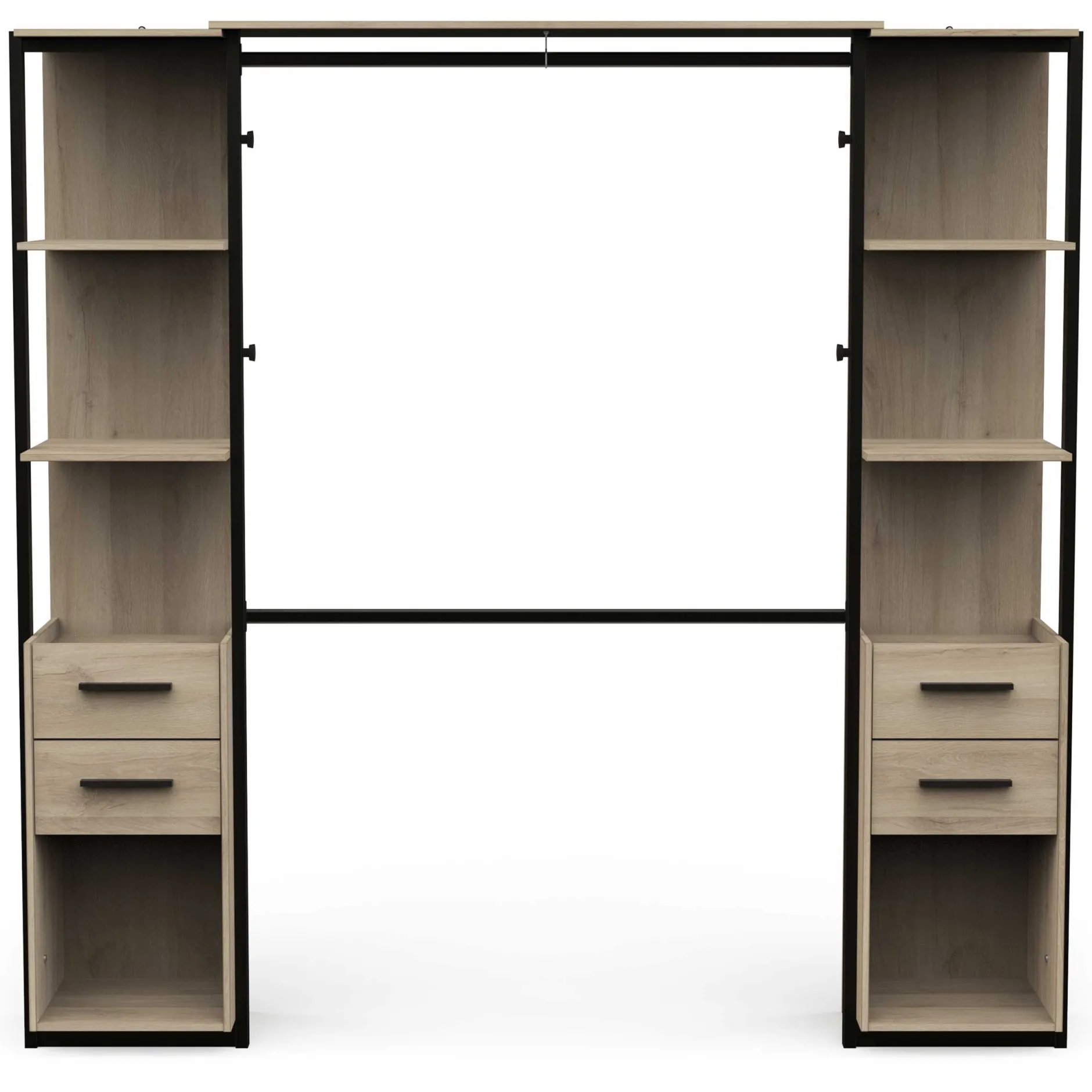 Mono Offener Kleiderschrank - 210x42x204cm - Eiche Dekor/schwarz