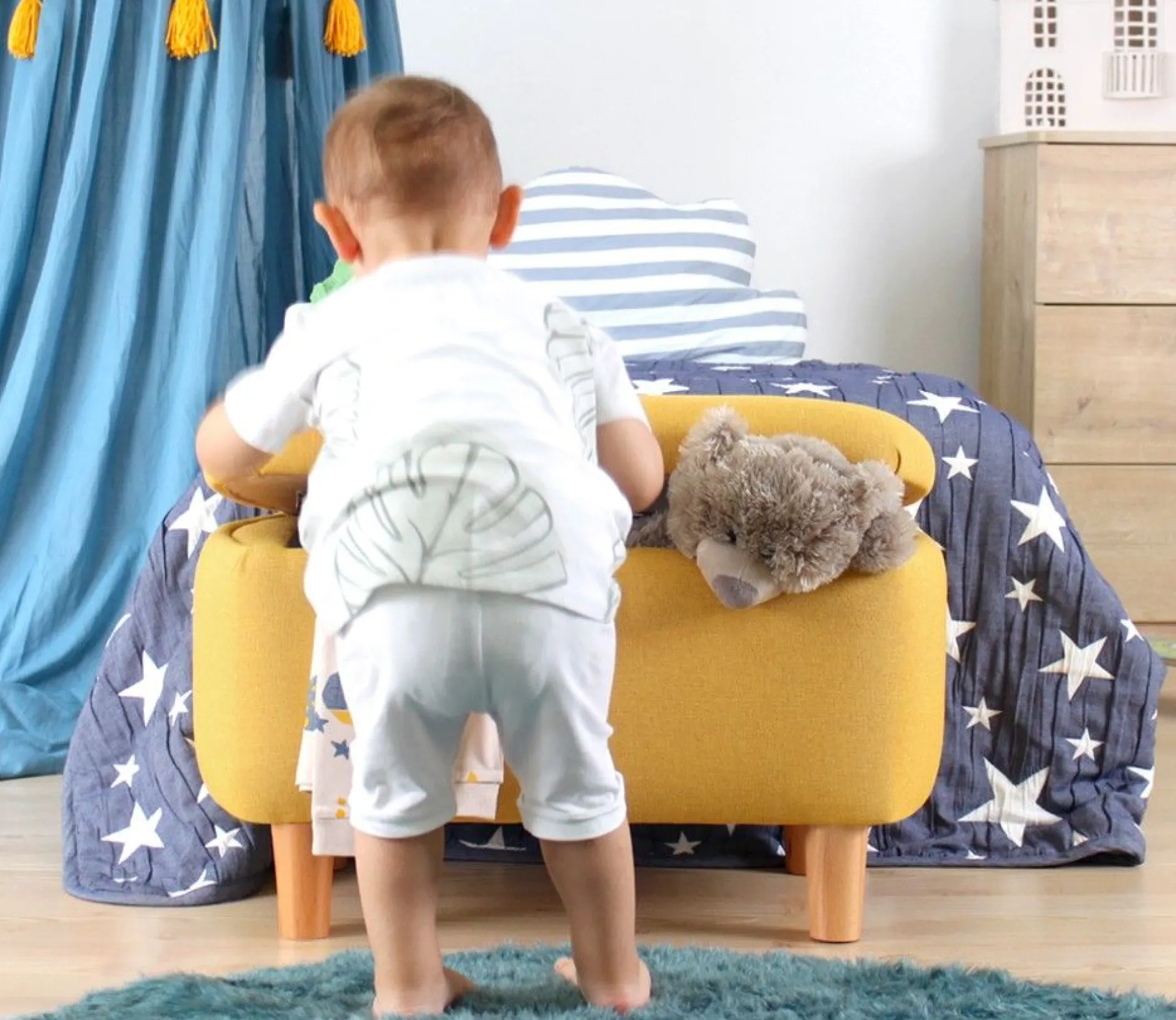 Moouv C Sitzpuff | 50 % BAUMWOLLE / 50 % SAMT | Gelb