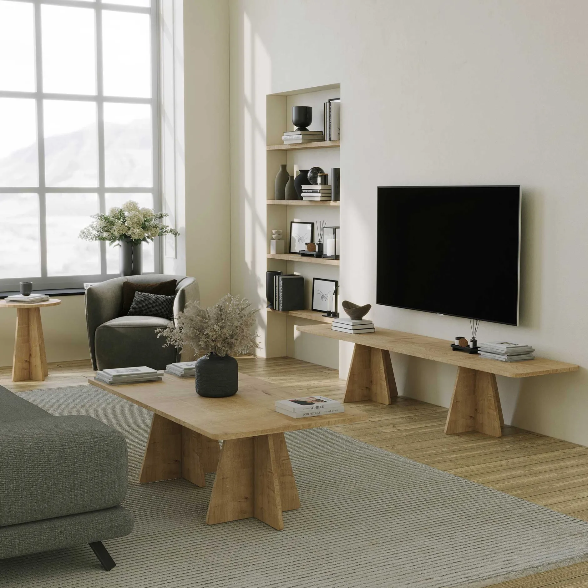 Mushroom 2 Couchtisch | 100 % MELAMIN | Saphir-Eiche