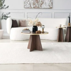 Mushroom Couchtisch | 100 % MELAMIN | Gold, Walnuss