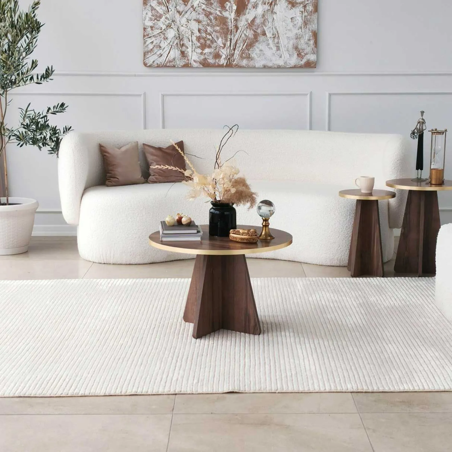 Mushroom Couchtisch | 100 % MELAMIN | Gold, Walnuss
