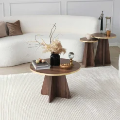 Mushroom Couchtisch | 100 % MELAMIN | Gold, Walnuss