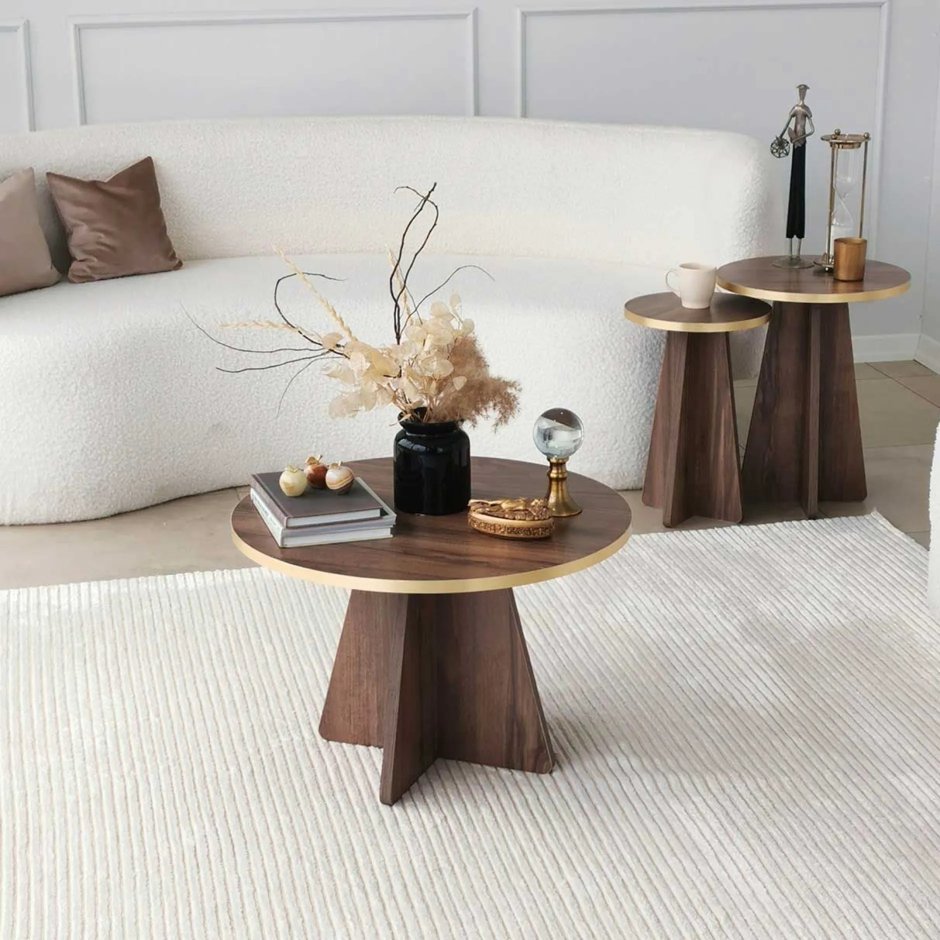 Mushroom Couchtisch | 100 % MELAMIN | Gold, Walnuss