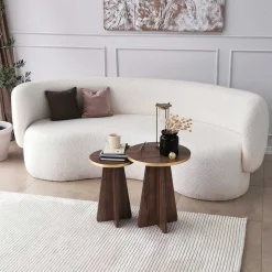 Mushroom 2 Couchtisch-Set | 100 % MELAMIN | Gold, Walnuss