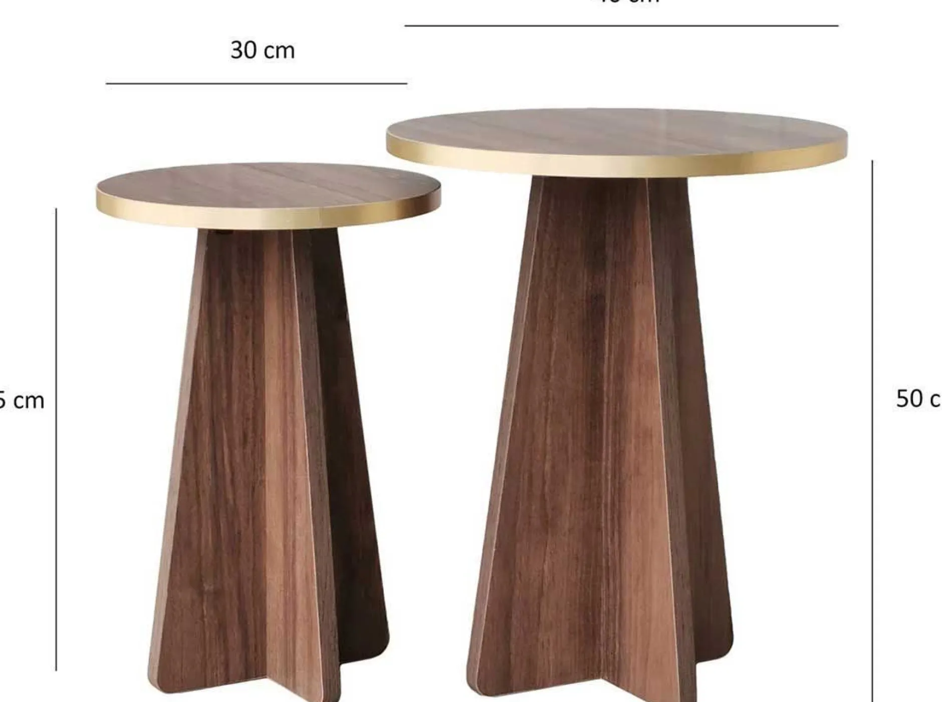 Mushroom 2 Couchtisch-Set | 100 % MELAMIN | Gold, Walnuss