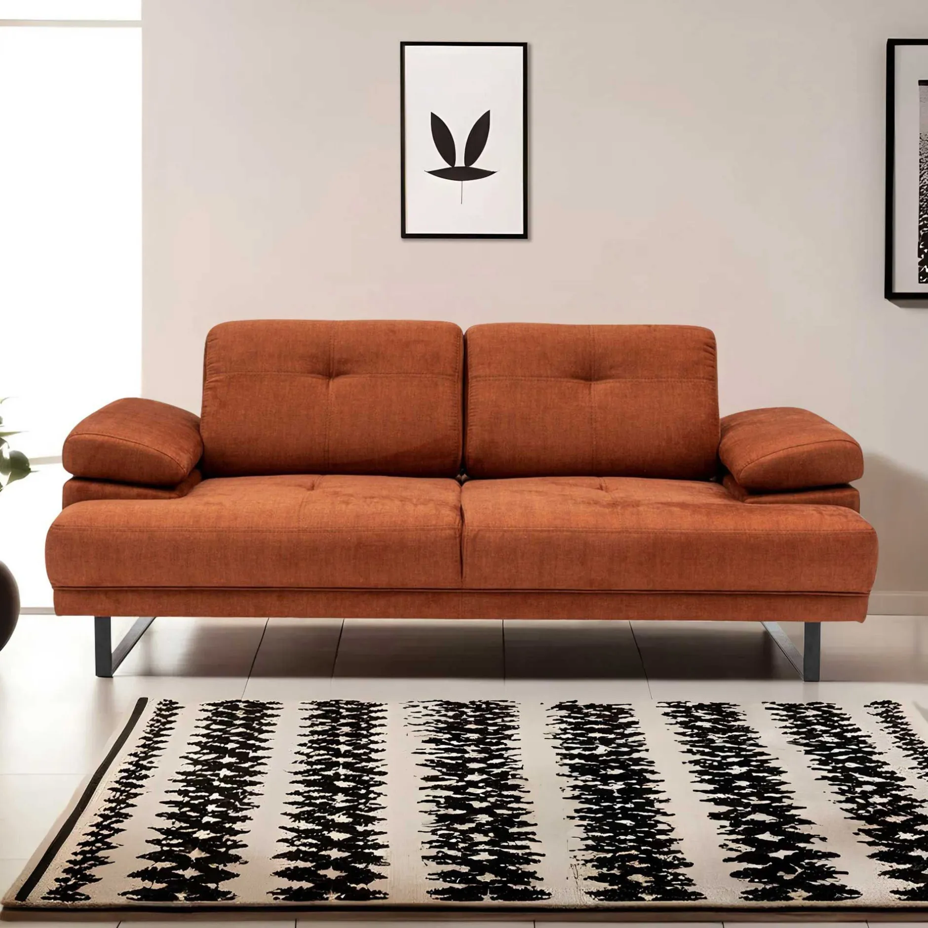 Mustang 2-Sitzer-Schlafsofa | BUCHENHOLZ / SPANPLATTE | Orange