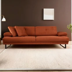 Mustang 3-Sitzer-Schlafsofa | BUCHENHOLZ / SPANPLATTE | Orange