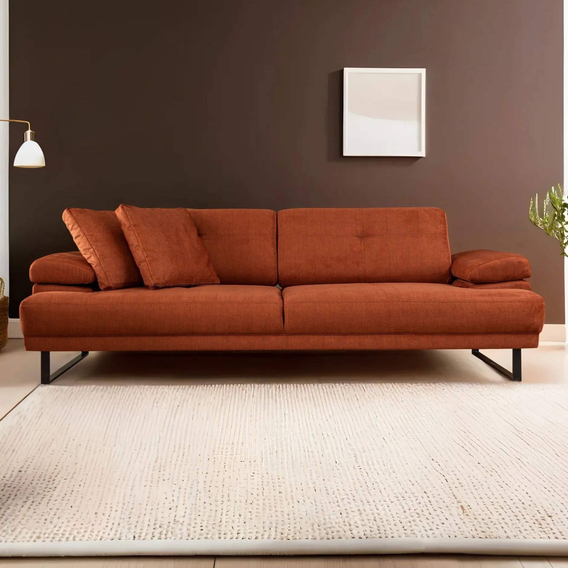 Mustang 3-Sitzer-Schlafsofa | BUCHENHOLZ / SPANPLATTE | Orange