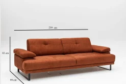 Mustang 3-Sitzer-Schlafsofa | BUCHENHOLZ / SPANPLATTE | Orange