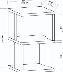Nachttisch Carter - 100% MELAMINE - Anthrazit - 29,6 x 49,4 x 29,6 cm