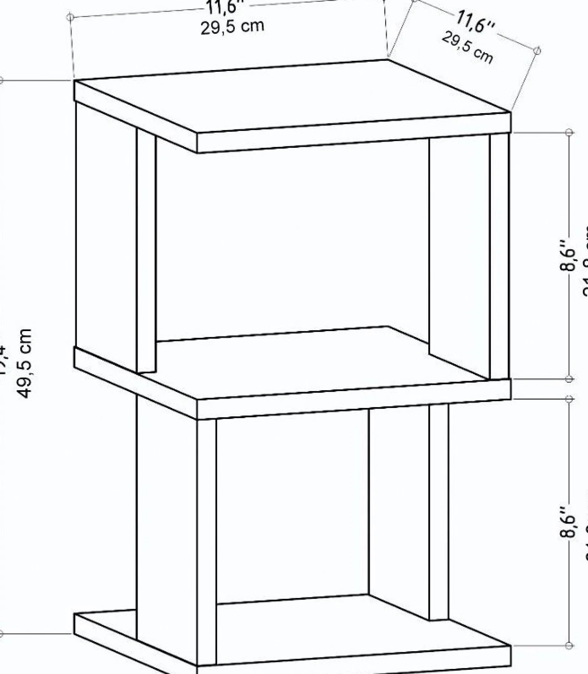Nachttisch Carter - 100% MELAMINE - Anthrazit - 29,6 x 49,4 x 29,6 cm