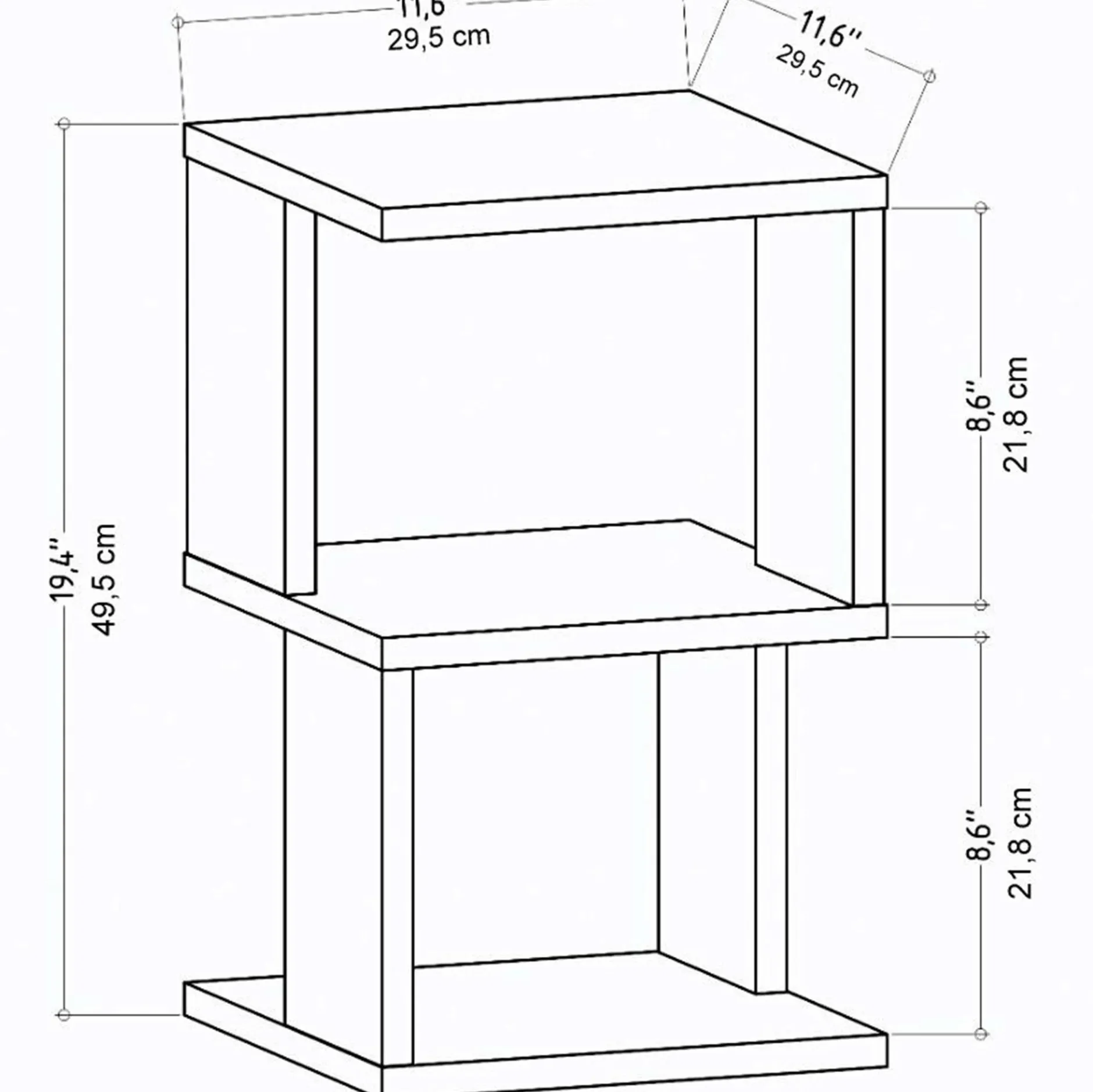 Nachttisch Carter - 100% MELAMINE - Eiche - 29,6 x 49,4 x 29,6 cm
