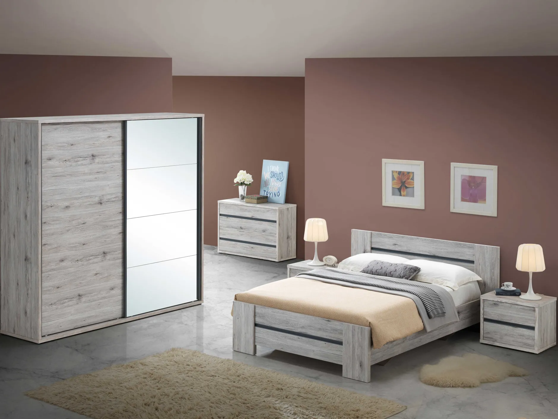 Nachttisch Forever 1 Schublade - grau