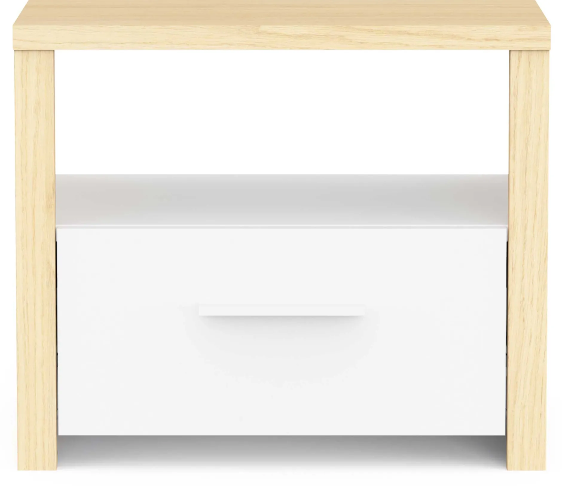 Nachttisch Heva - 47x33x40cm - mit Schublade - weiß/Eiche Dekor