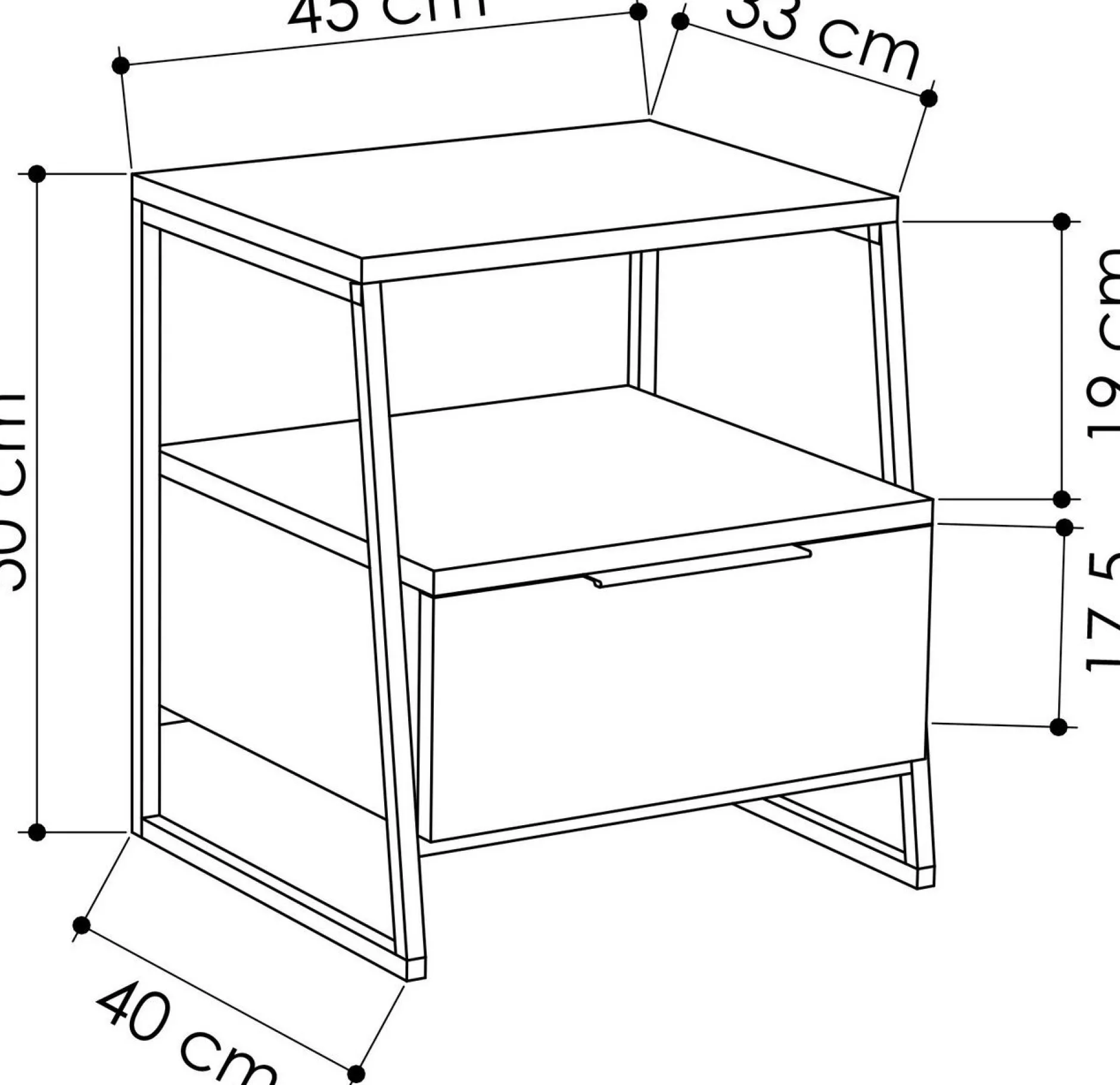 Nachttisch Pal - 100% MELAMINE - Heller Mokka - 45 x 50 x 40 cm