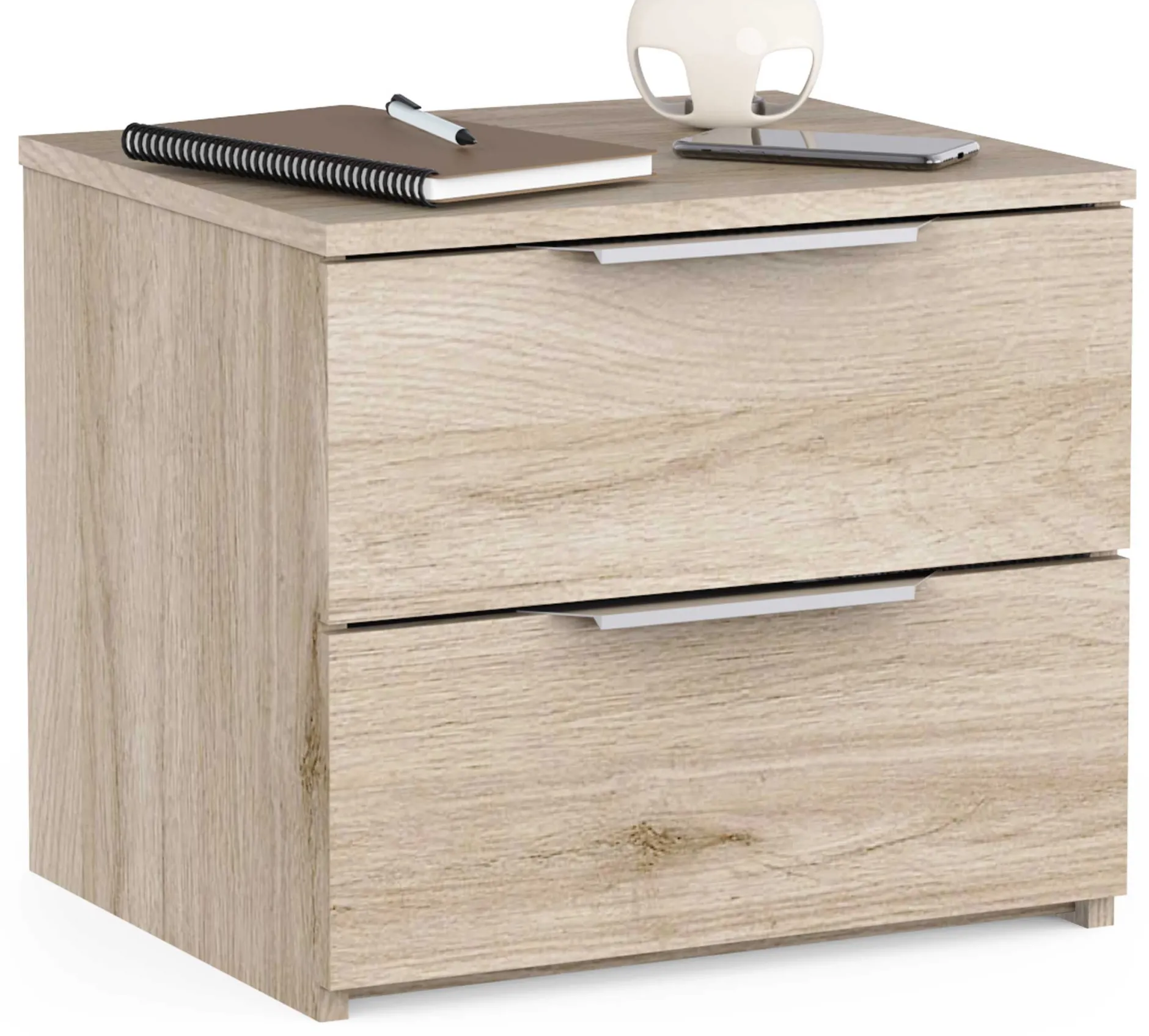 Nachttisch Spectre - 44x37x38cm - 2 Schubladen - Eiche Dekor