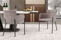 Naomi Fabric Dining Chair Sand | Metallbeine | 83 x 60,5 x 60 cm