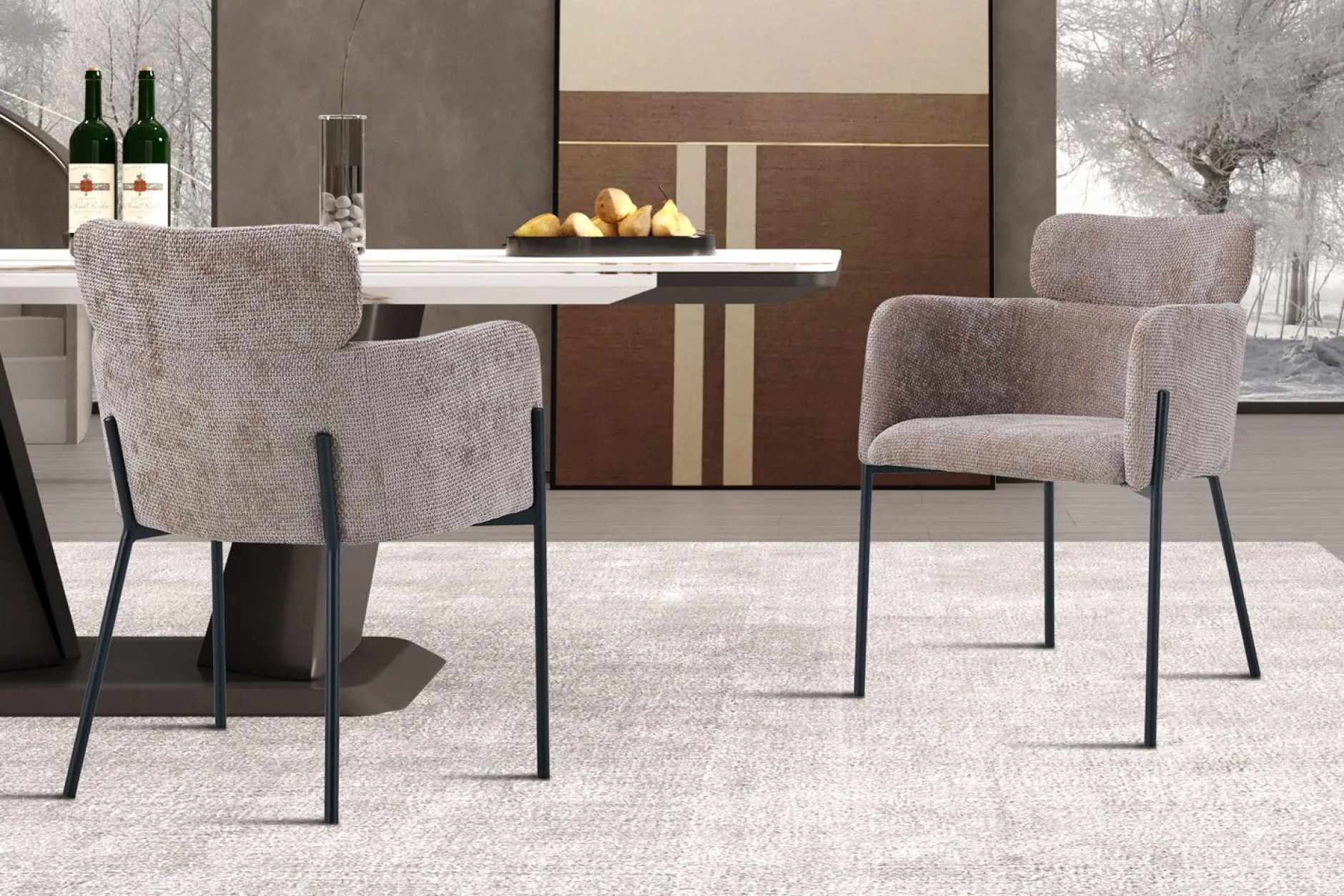 Naomi Fabric Dining Chair Sand | Metallbeine | 83 x 60,5 x 60 cm