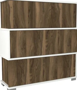 Napolyon Schuhschrank | 100 % MELAMIN | Weiß, Walnuss