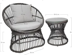Natal Lounge-Set - mit Kissen - grau