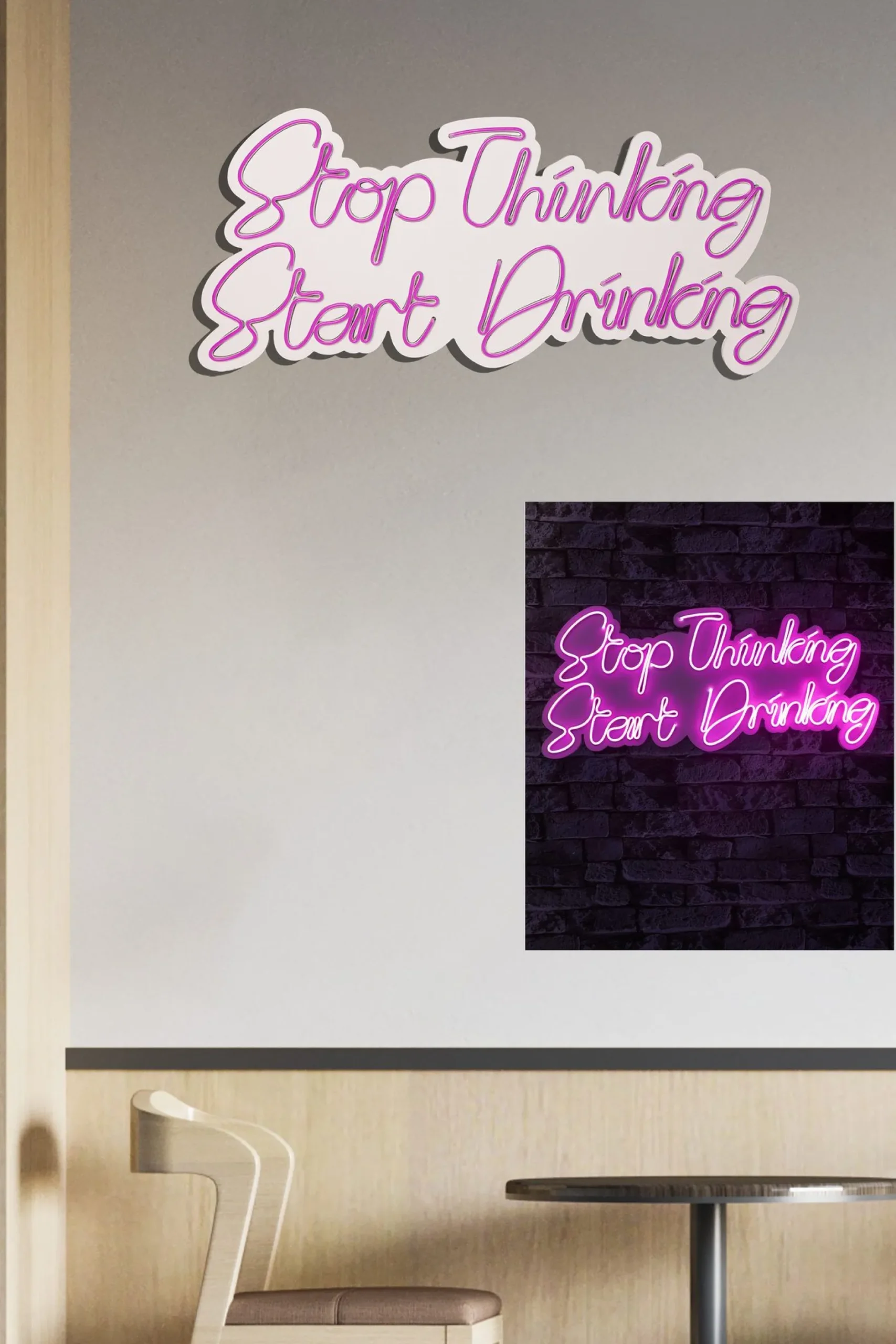Neon Graph Dekorative LED-Beleuchtung aus Kunststoff | Rosa | 34 x 78 x 2 cm