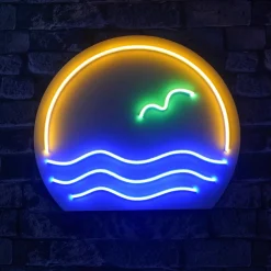 Neon Graph Dekorative LED-Beleuchtung aus Kunststoff | Blau & Grün & Gelb | Ø45 cm