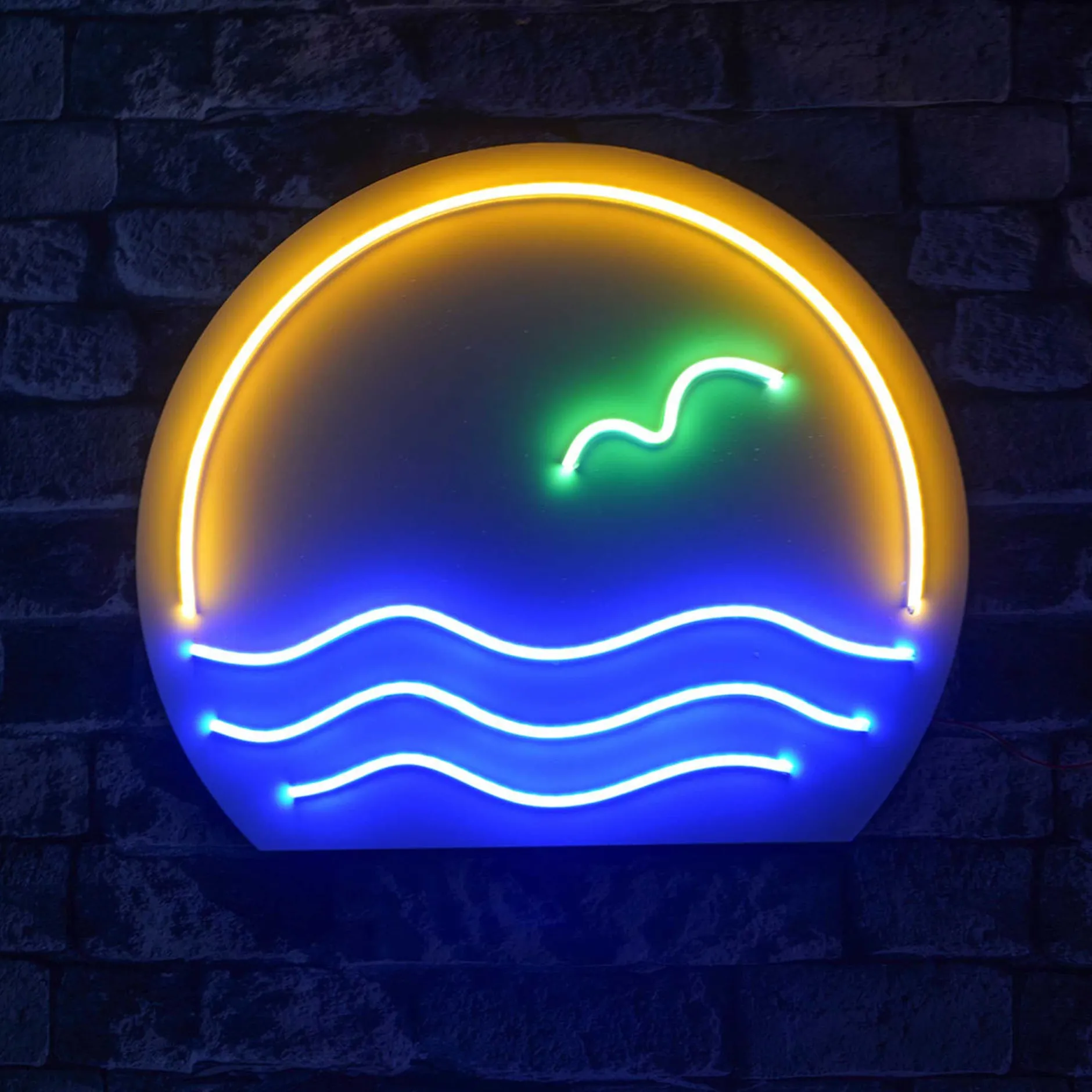 Neon Graph Dekorative LED-Beleuchtung aus Kunststoff | Blau & Grün & Gelb | Ø45 cm