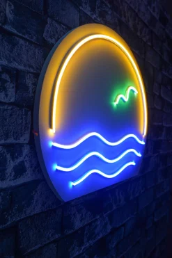 Neon Graph Dekorative LED-Beleuchtung aus Kunststoff | Blau & Grün & Gelb | Ø45 cm