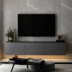 Neon Illuminated TV-Ständer | 100 % MELAMIN | Anthrazit
