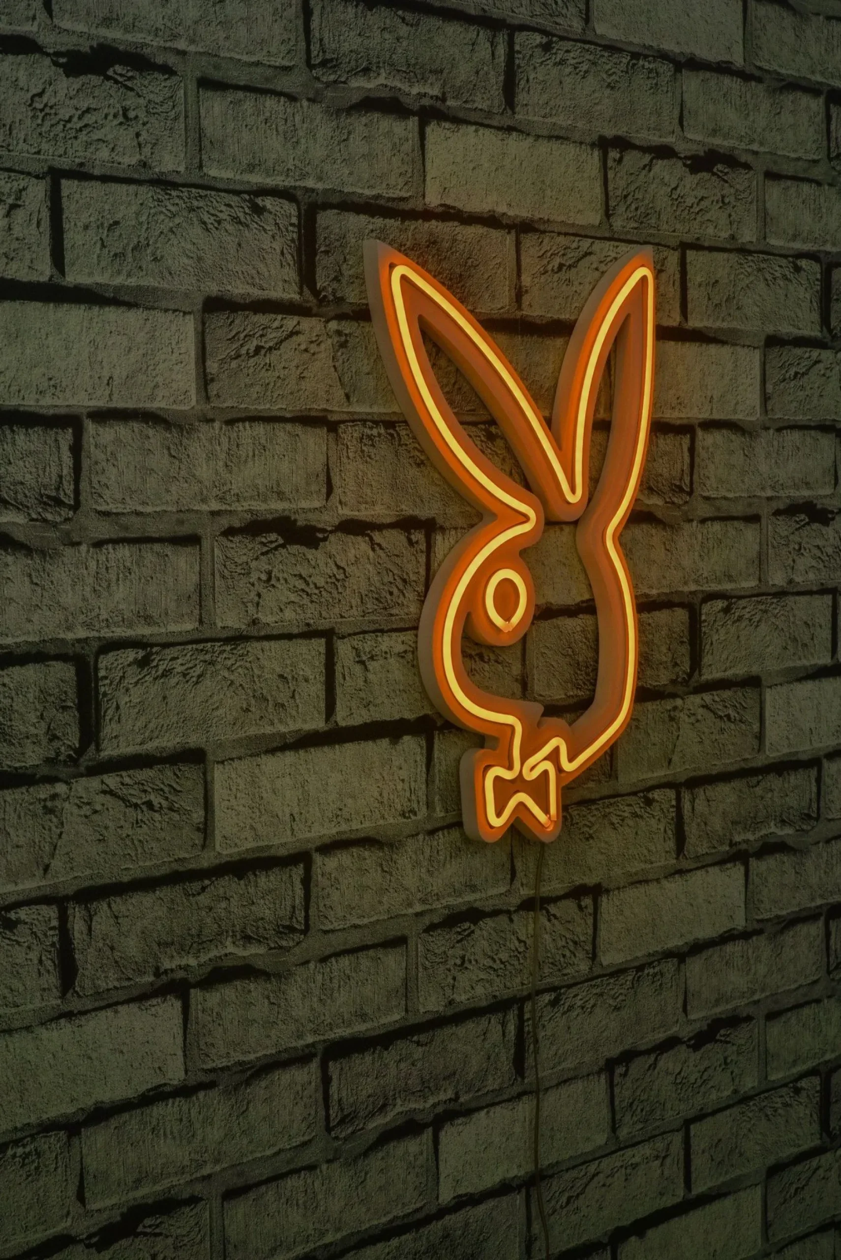 Neonlicht Kaninchen mit Krawatte - Wallity Serie - Gelb