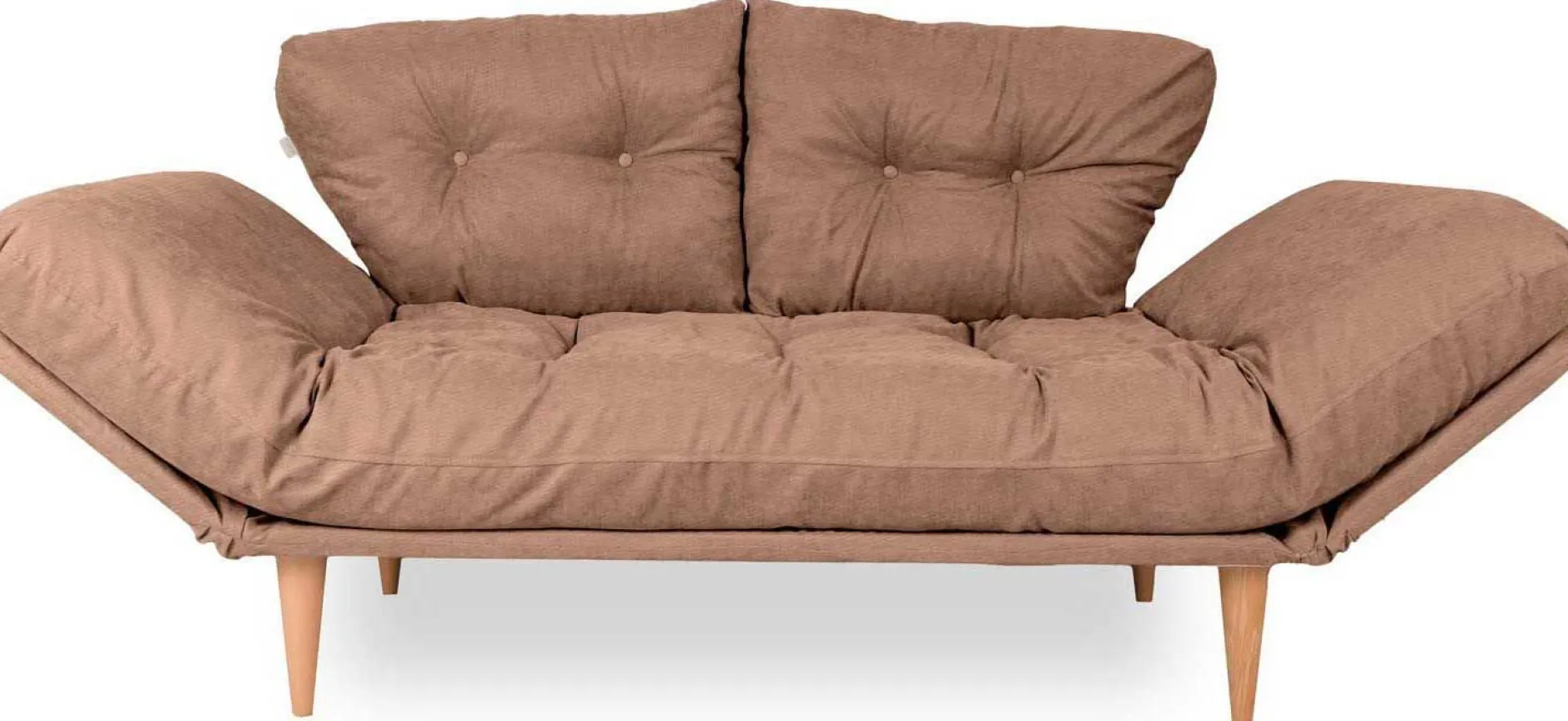 Nina 3-Sitzer-Schlafsofa | Metallrahmen | Hellbraun