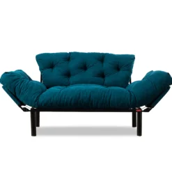 Nitta 2-Sitzer-Schlafsofa | Metallrahmen | Petrolblau