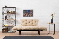 Nitta 2-Sitzer-Schlafsofa | Metallrahmen | Creme