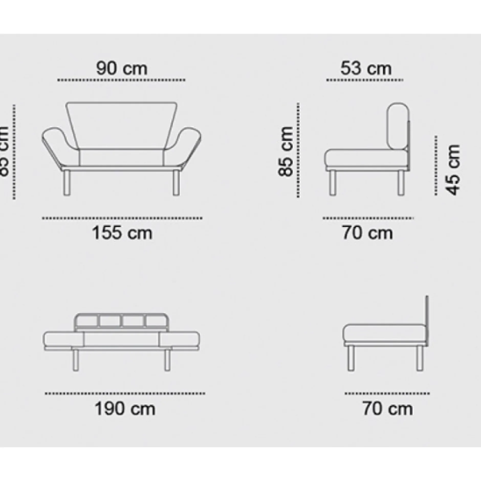 Nitta 2-Sitzer-Schlafsofa | Metallrahmen | Creme