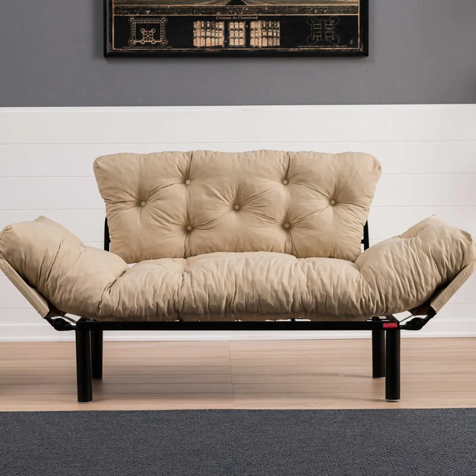 Nitta 2-Sitzer-Schlafsofa | Metallrahmen | Creme