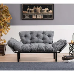 Nitta 2-Sitzer-Schlafsofa | Metallrahmen | Grau