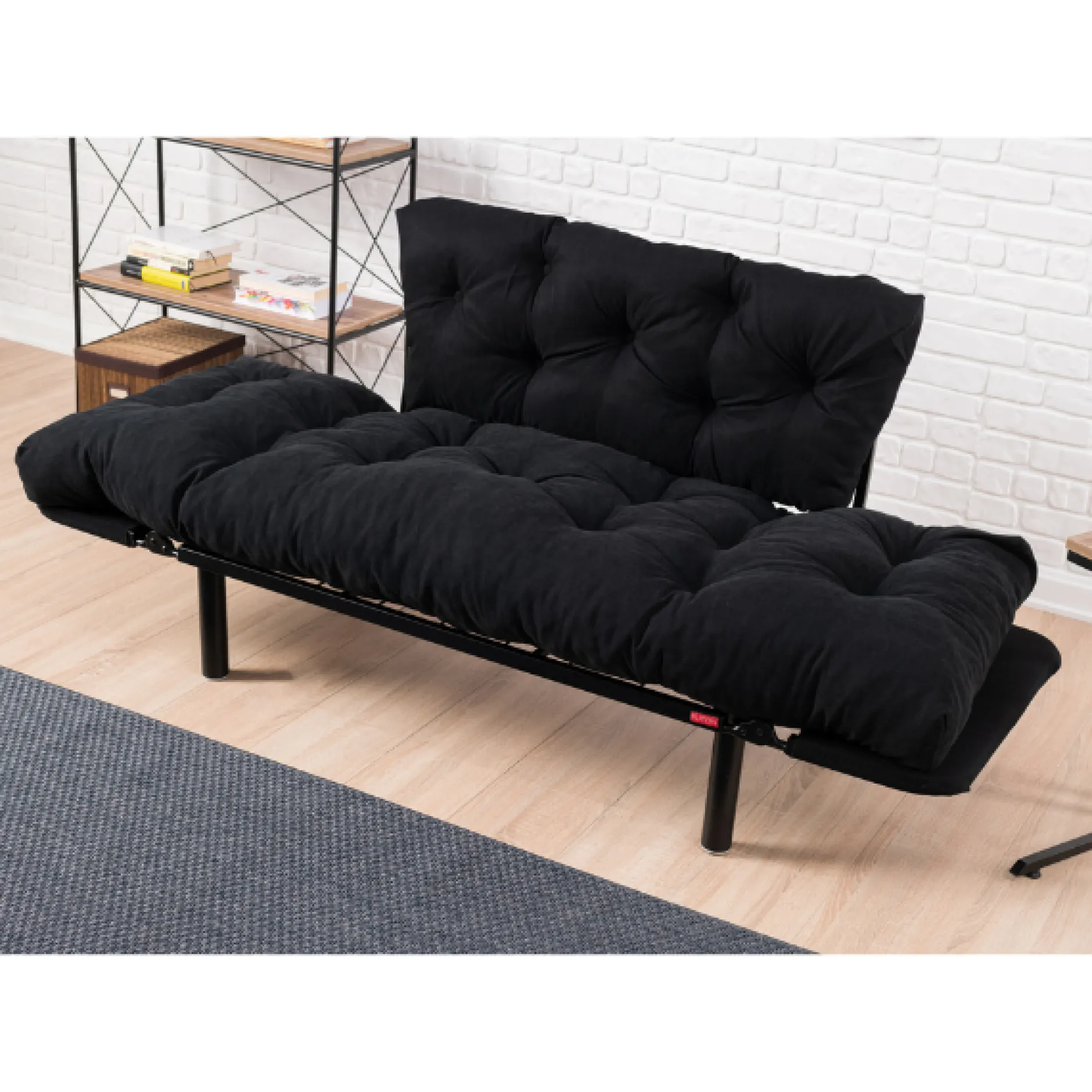 Nitta 2-Sitzer-Schlafsofa | Metallrahmen | Schwarz