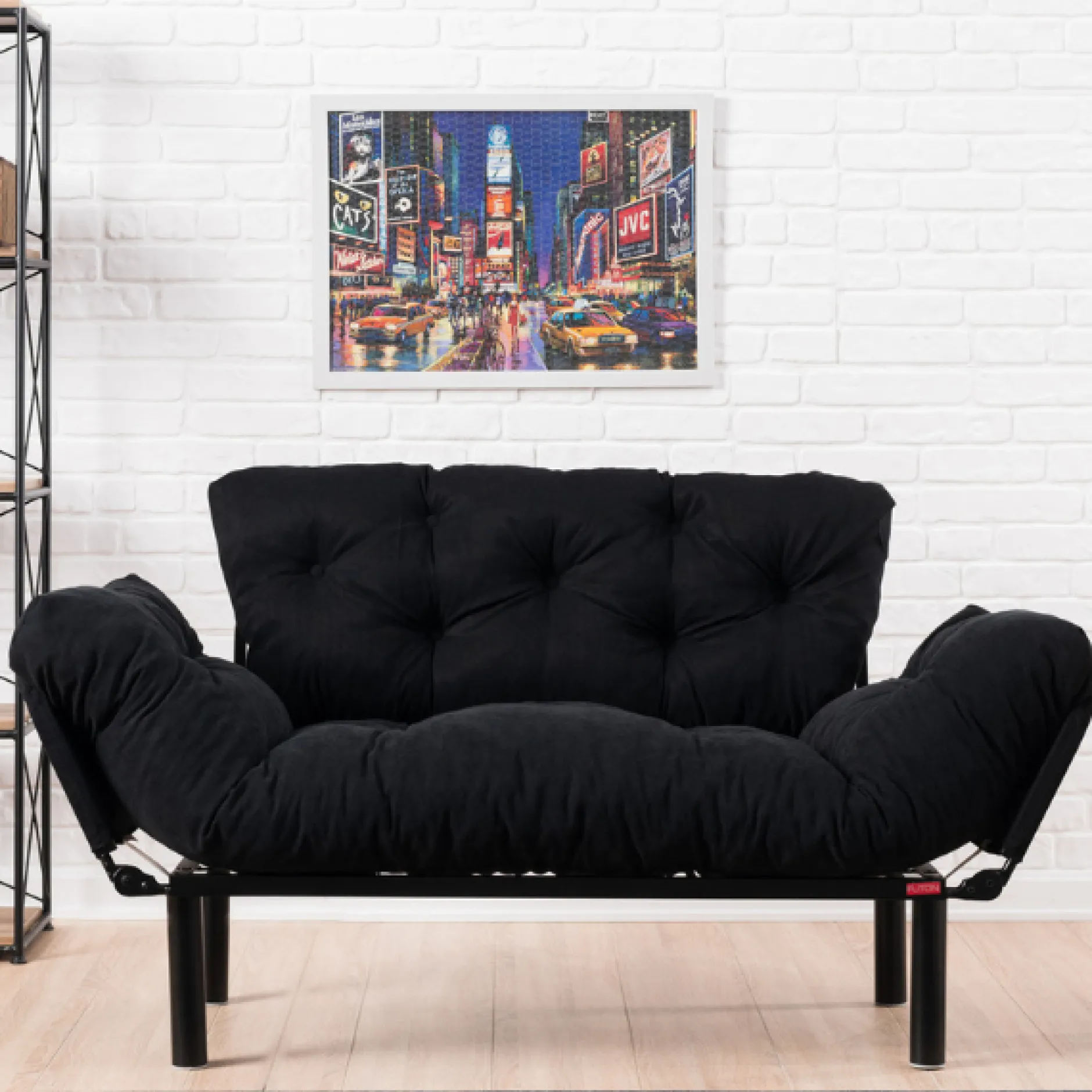 Nitta 2-Sitzer-Schlafsofa | Metallrahmen | Schwarz