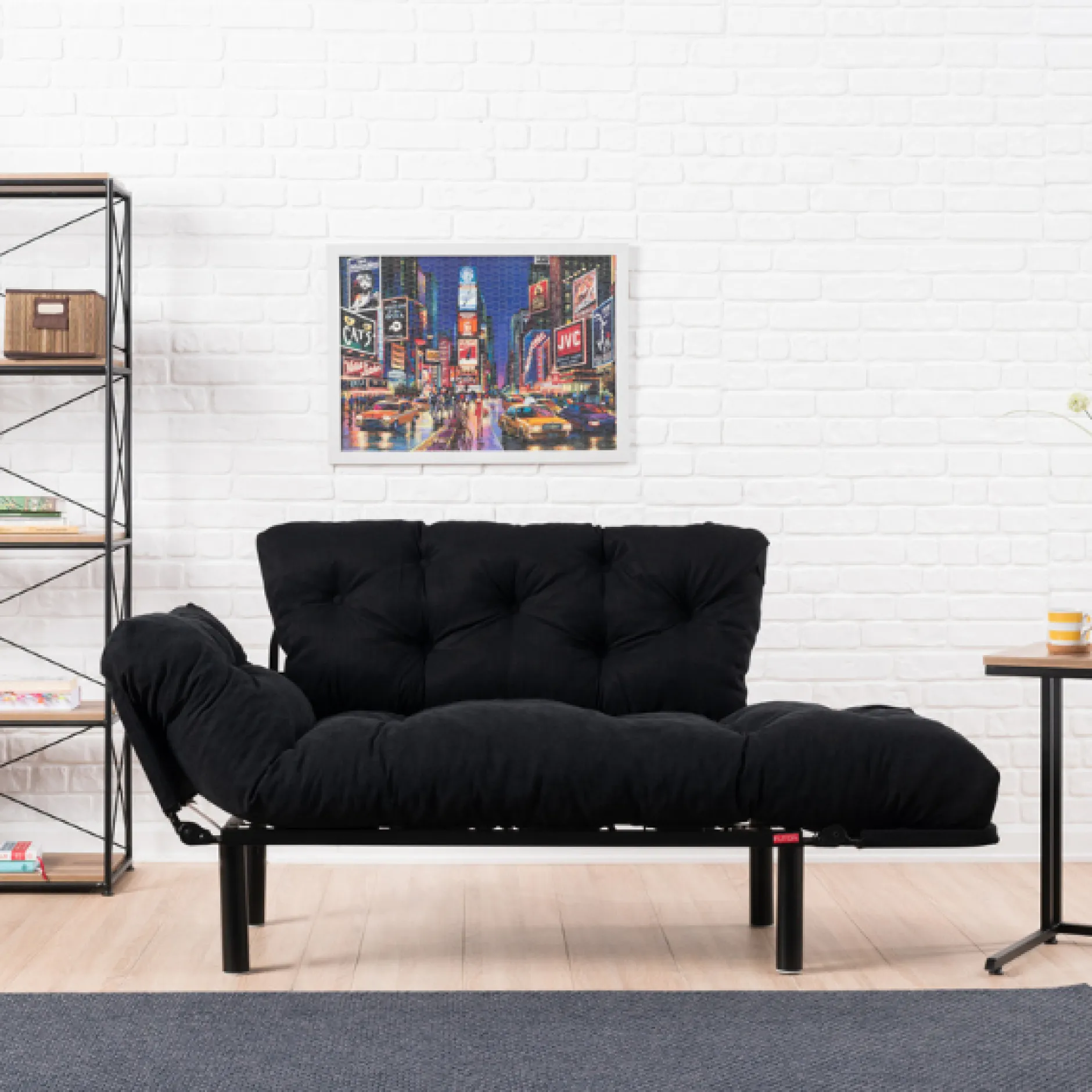 Nitta 2-Sitzer-Schlafsofa | Metallrahmen | Schwarz