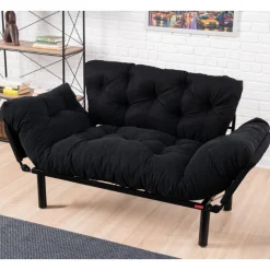 Nitta 2-Sitzer-Schlafsofa | Metallrahmen | Schwarz