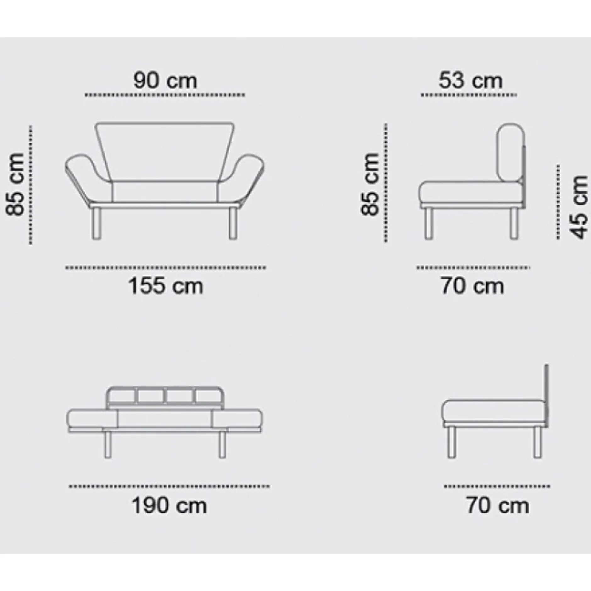 Nitta 2-Sitzer-Schlafsofa | Metallrahmen | Schwarz