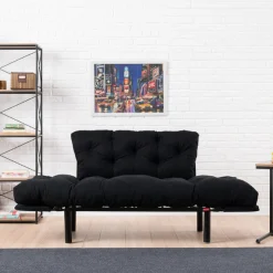 Nitta 2-Sitzer-Schlafsofa | Metallrahmen | Schwarz
