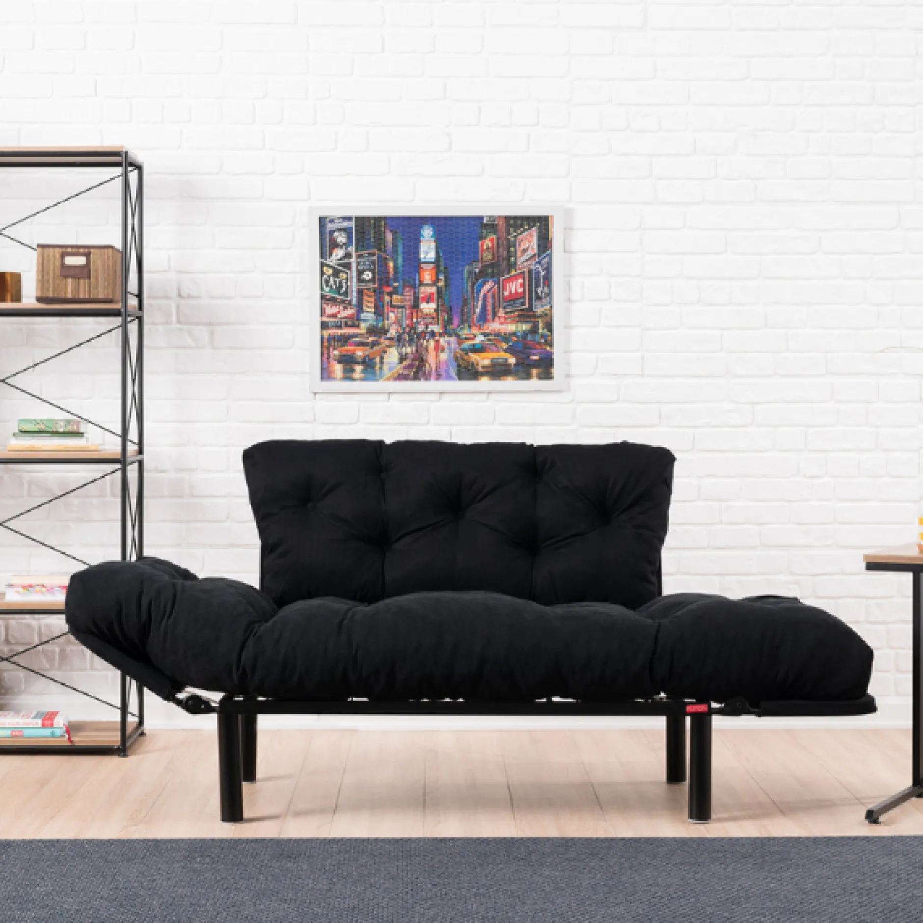 Nitta 2-Sitzer-Schlafsofa | Metallrahmen | Schwarz
